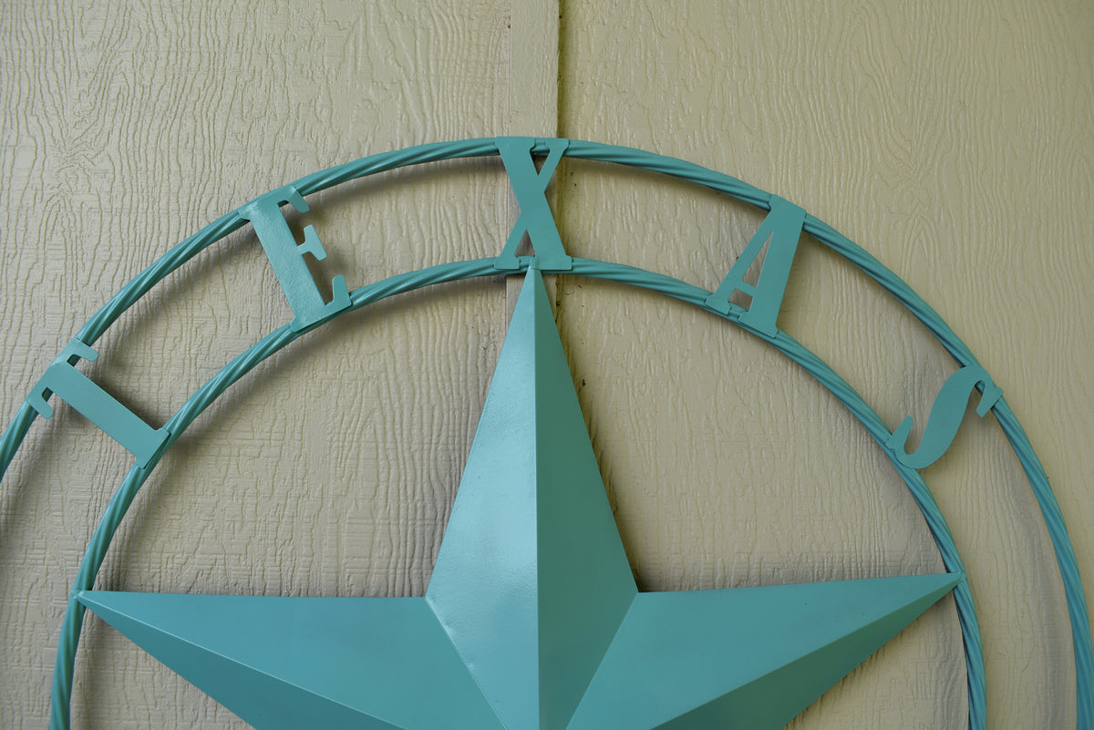 TEXAS 1836 TURQUOISE AQUA BARN METAL 3d LONESTAR WESTERN HOME DECOR NEW #EH12840 24",36",40",50"