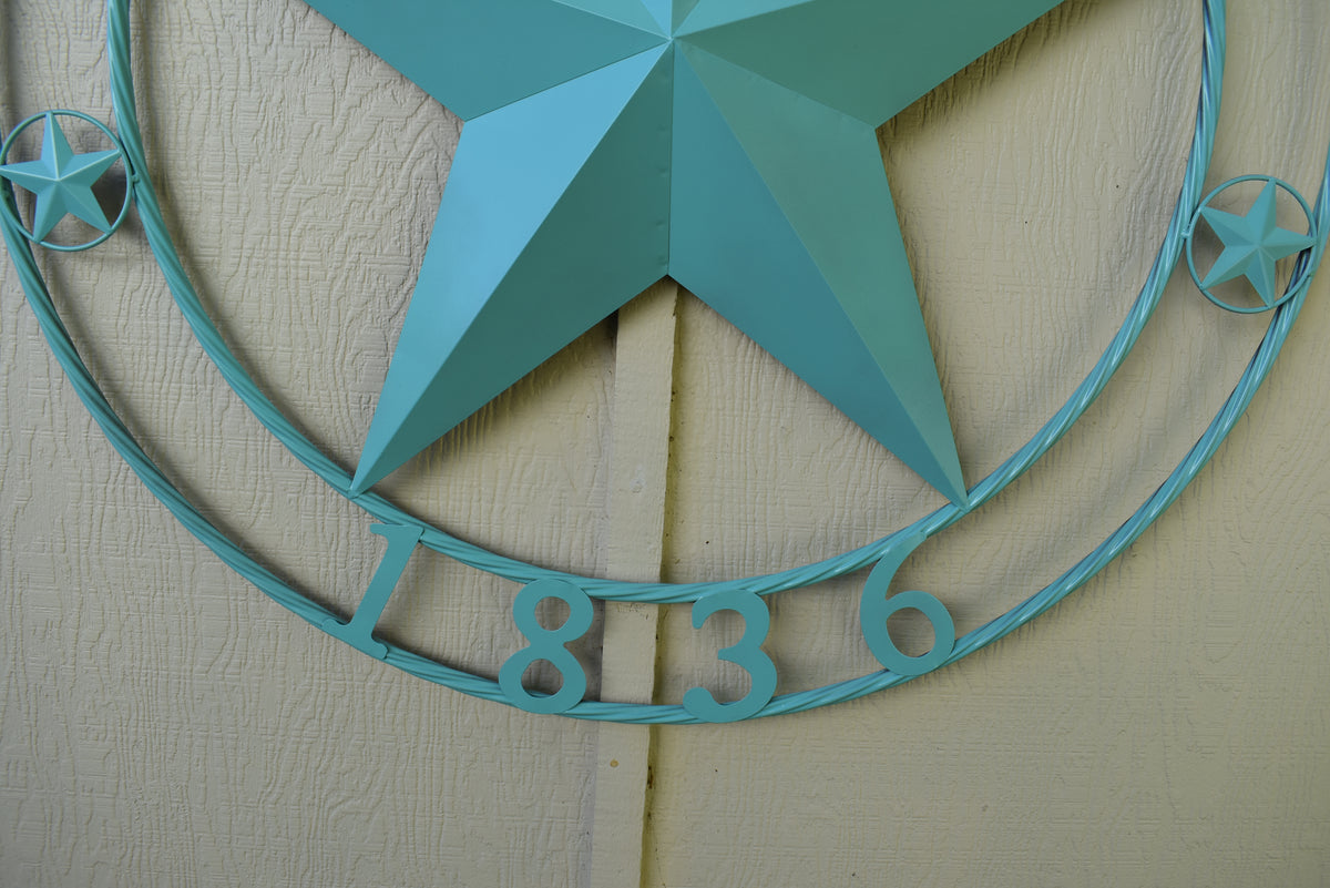 TEXAS 1836 TURQUOISE AQUA BARN METAL 3d LONESTAR WESTERN HOME DECOR NEW #EH12840 24",36",40",50"