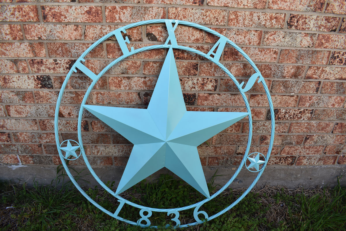 TEXAS 1836 TURQUOISE AQUA BARN METAL 3d LONESTAR WESTERN HOME DECOR NEW #EH12840 24",36",40",50"