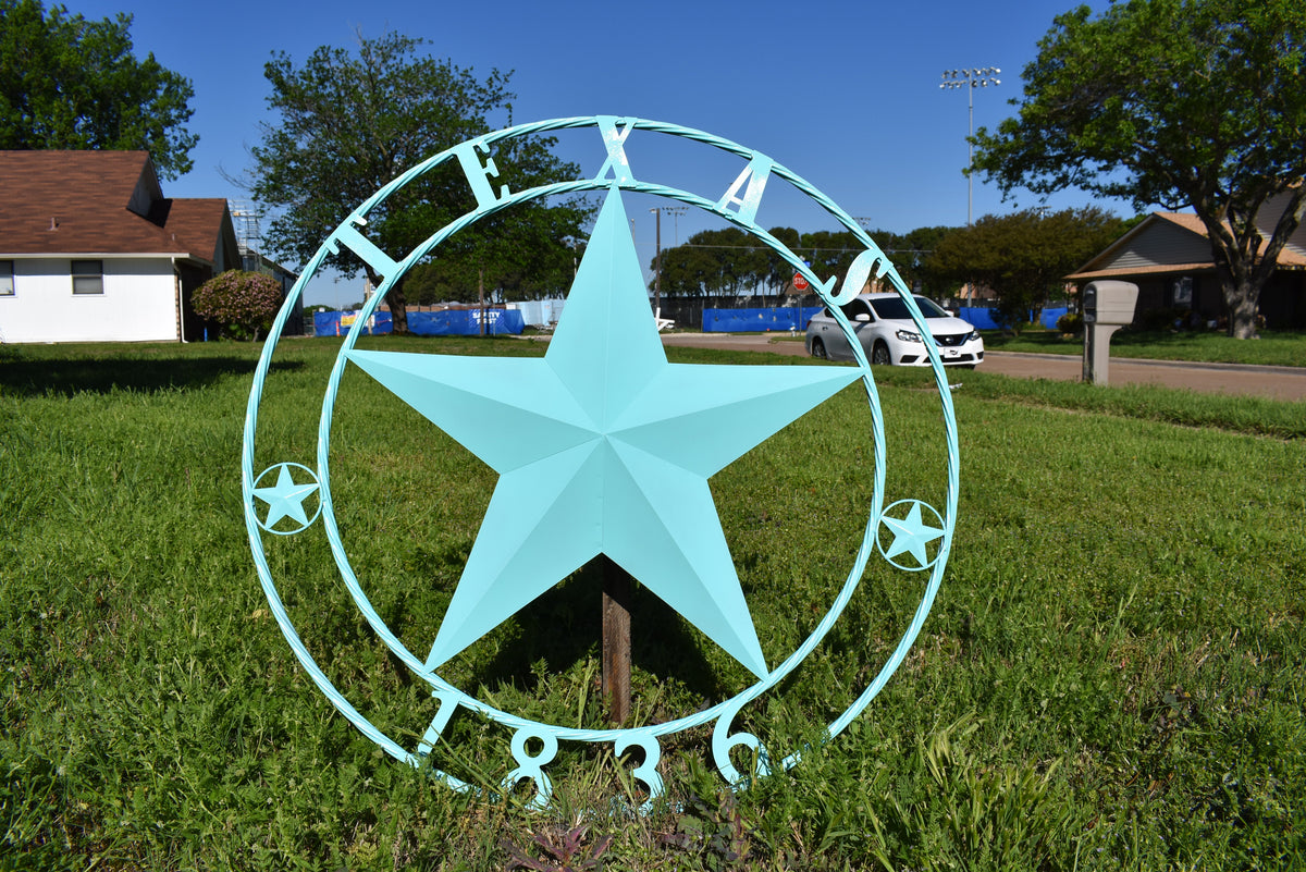 TEXAS 1836 TURQUOISE AQUA BARN METAL 3d LONESTAR WESTERN HOME DECOR NEW #EH12840 24",36",40",50"