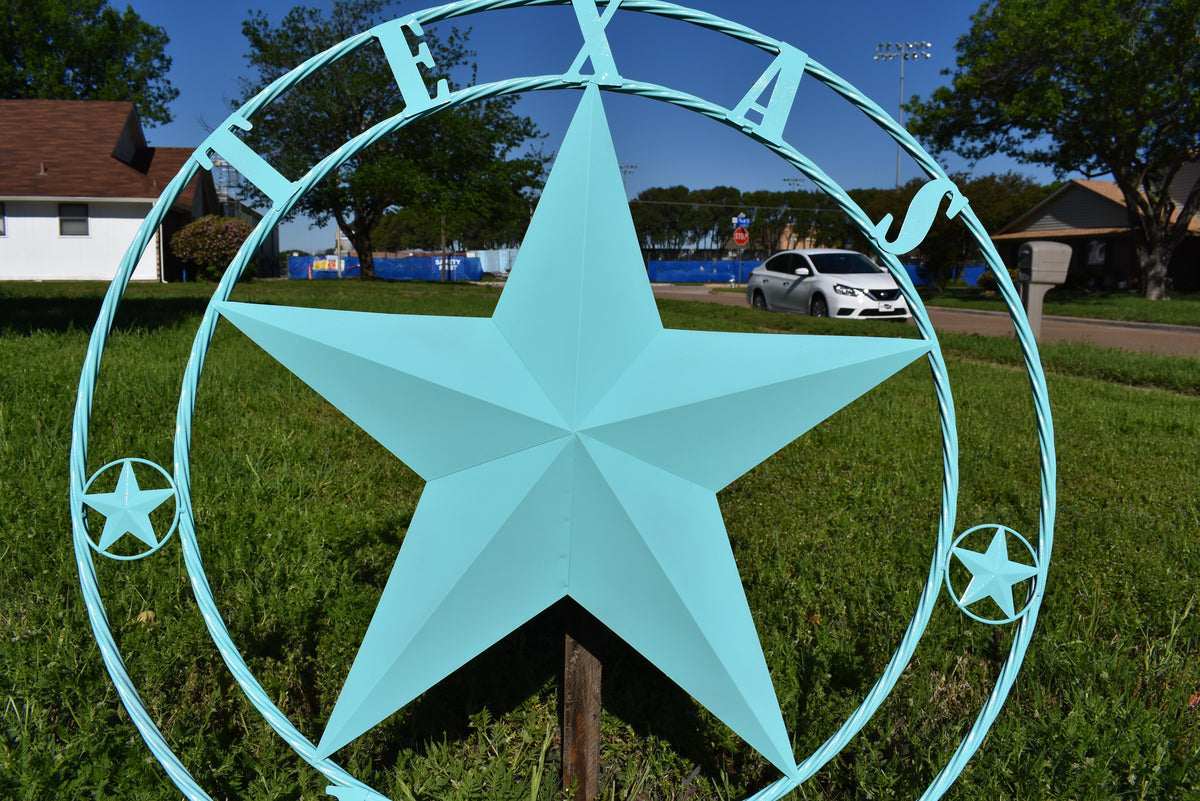 TEXAS 1836 TURQUOISE AQUA BARN METAL 3d LONESTAR WESTERN HOME DECOR NEW #EH12840 24",36",40",50"