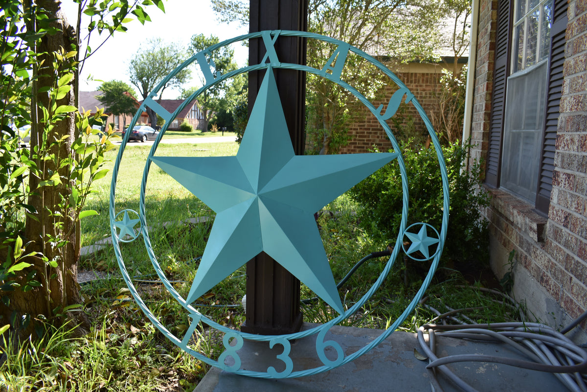 TEXAS 1836 TURQUOISE AQUA BARN METAL 3d LONESTAR WESTERN HOME DECOR NEW #EH12840 24",36",40",50"