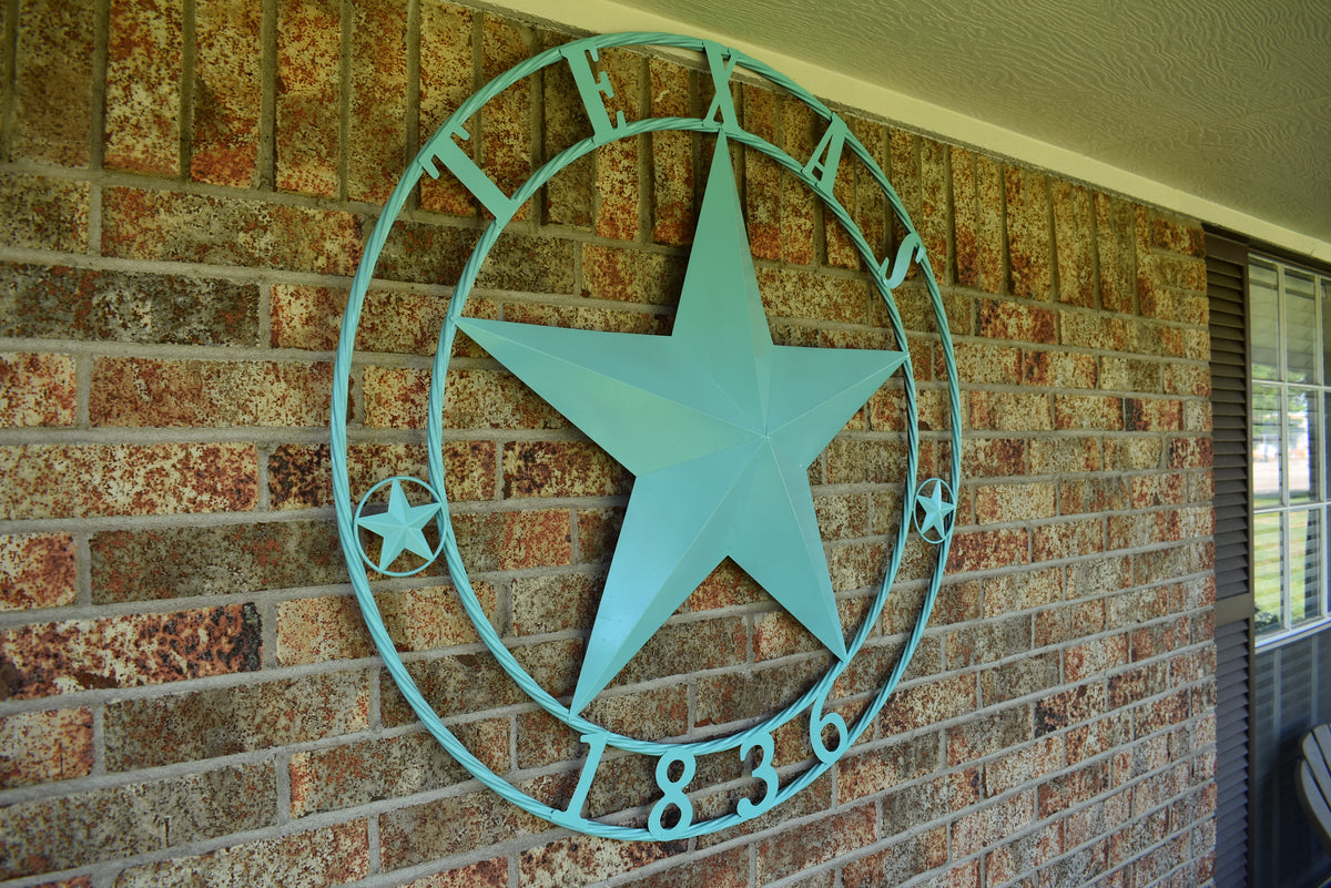 TEXAS 1836 TURQUOISE AQUA BARN METAL 3d LONESTAR WESTERN HOME DECOR NEW #EH12840 24",36",40",50"