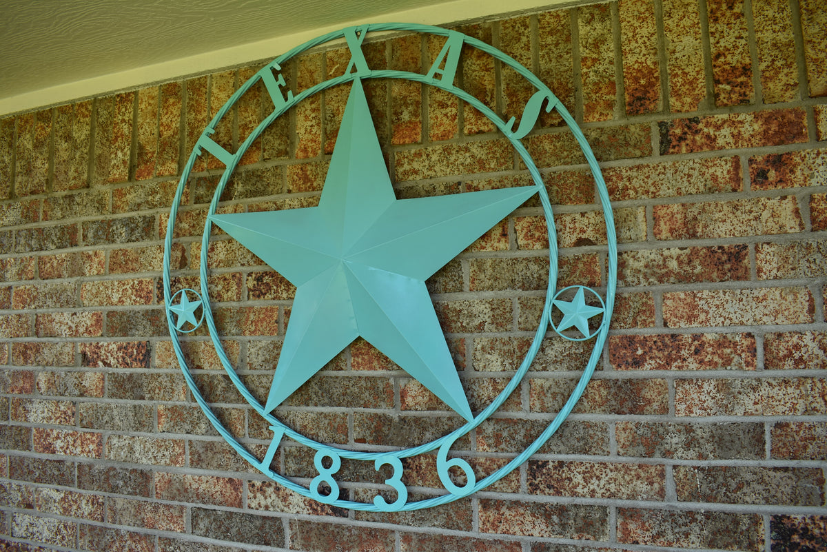 TEXAS 1836 TURQUOISE AQUA BARN METAL 3d LONESTAR WESTERN HOME DECOR NEW #EH12840 24",36",40",50"
