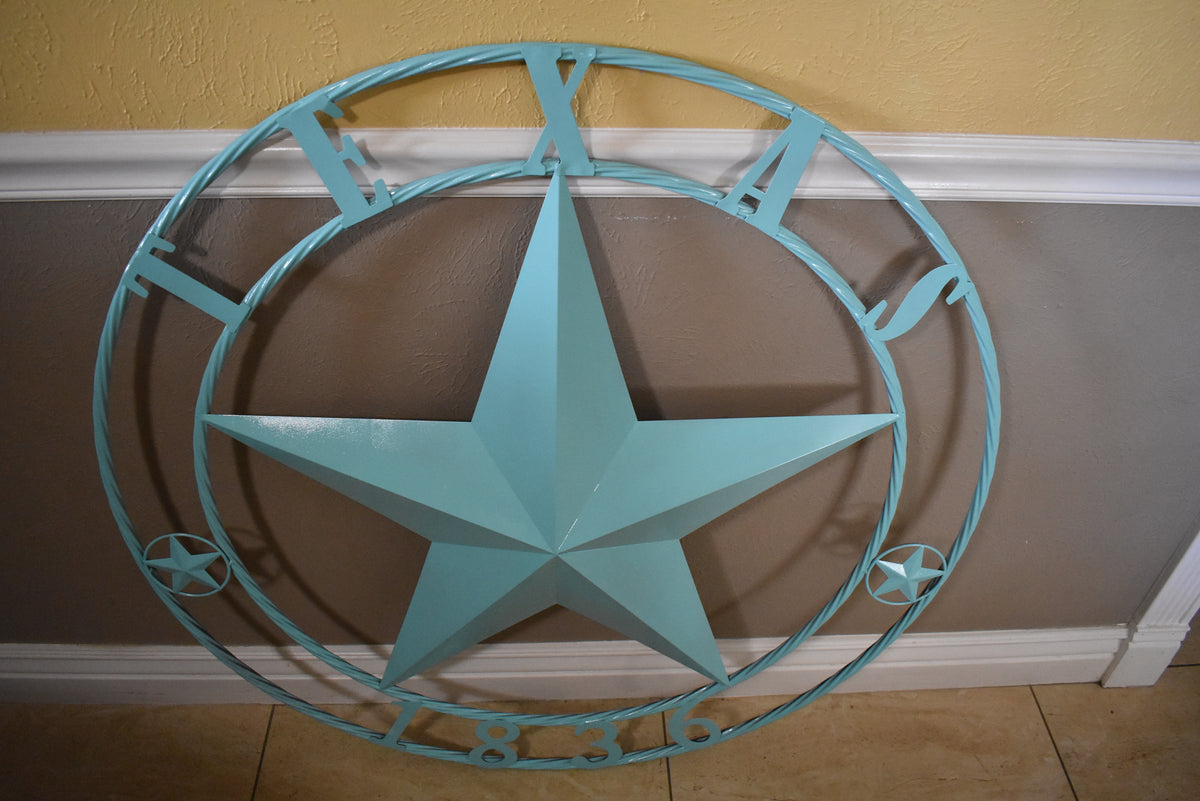 TEXAS 1836 TURQUOISE AQUA BARN METAL 3d LONESTAR WESTERN HOME DECOR NEW #EH12840 24",36",40",50"