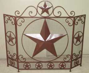 LONESTAR METAL FIREPLACE SCREEN W/ STAR 41.5"X34.5" WESTERN HOME DECOR HANDMADE#DE21082
