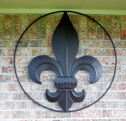 24",36" FLEUR DE LIS METAL WALL ART SIGN WESTERN HOME DECOR RUSTIC BROWN HANDMADE NEW-#EH10149
