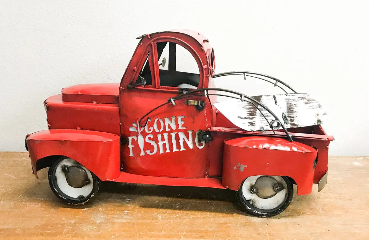 20" MULTI STYLE PICKUP TRUCK METAL GARDEN ART FIGURINE OUTDOOR & INDOOR FARM HOUSE WESTERN HOME DECOR HANDMADE NEW: 20"L X 10"W X 12" H