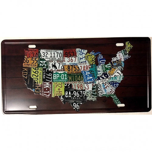 TEXAS MAP STATE OF TEXAS LONESTAR STATE LICENSE PLATE SOUVENIRSIGN METAL DECO 6" X 12"  WESTERN HOME DECOR #EH11723