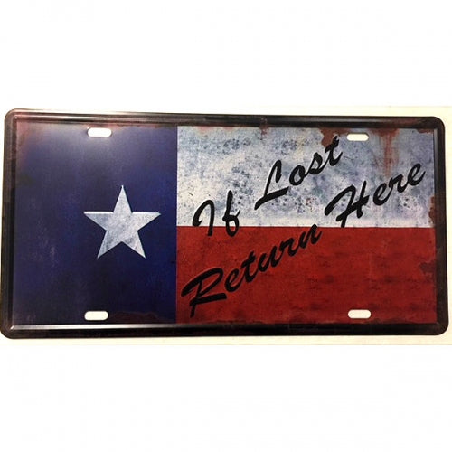 TEXAS FLAG LICENSE PLATE SIGN SOUVENIR 6" X 12" METAL CAR PLATE DECO WESTERN HOME DECOR #EH11725