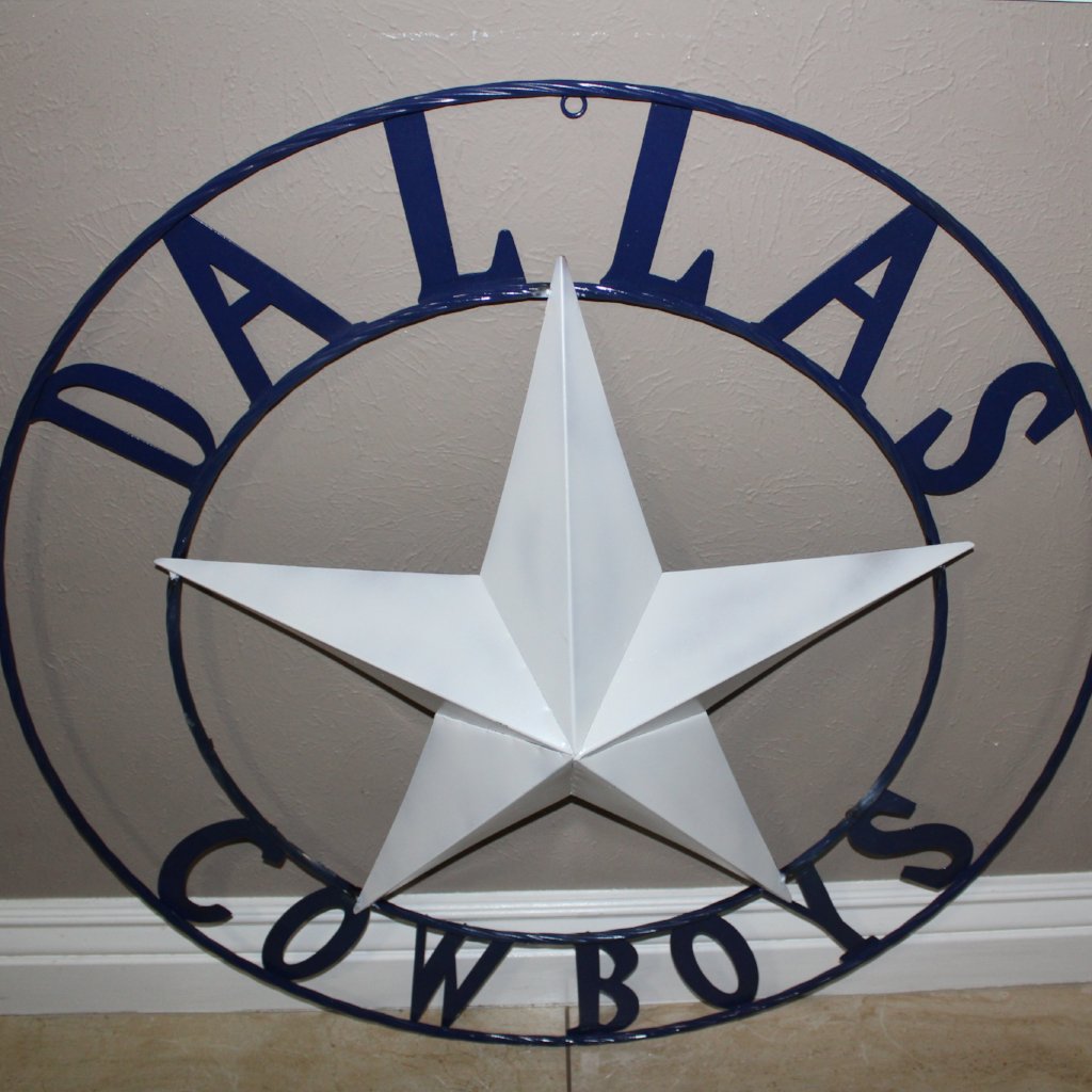 DALLAS COWBOYS STAR METAL BARN LONE STAR WESTERN HOME DECOR BLUE & WHITE STAR, SIZE:24",32",36",40",42",44",46",50"