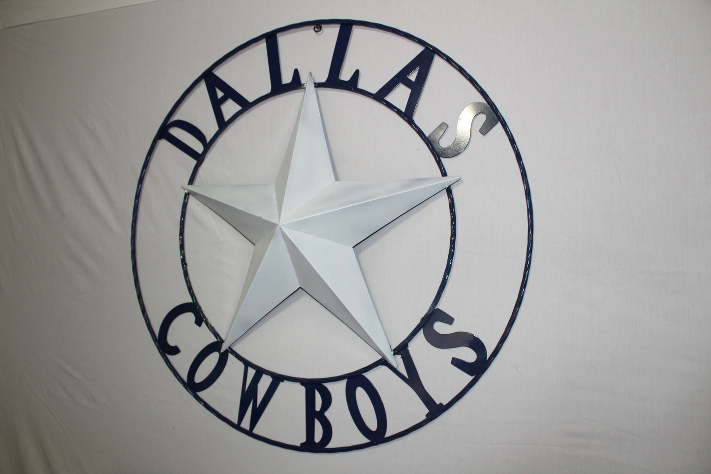 DALLAS COWBOYS STAR METAL BARN LONE STAR WESTERN HOME DECOR BLUE & WHITE STAR, SIZE:24",32",36",40",42",44",46",50"