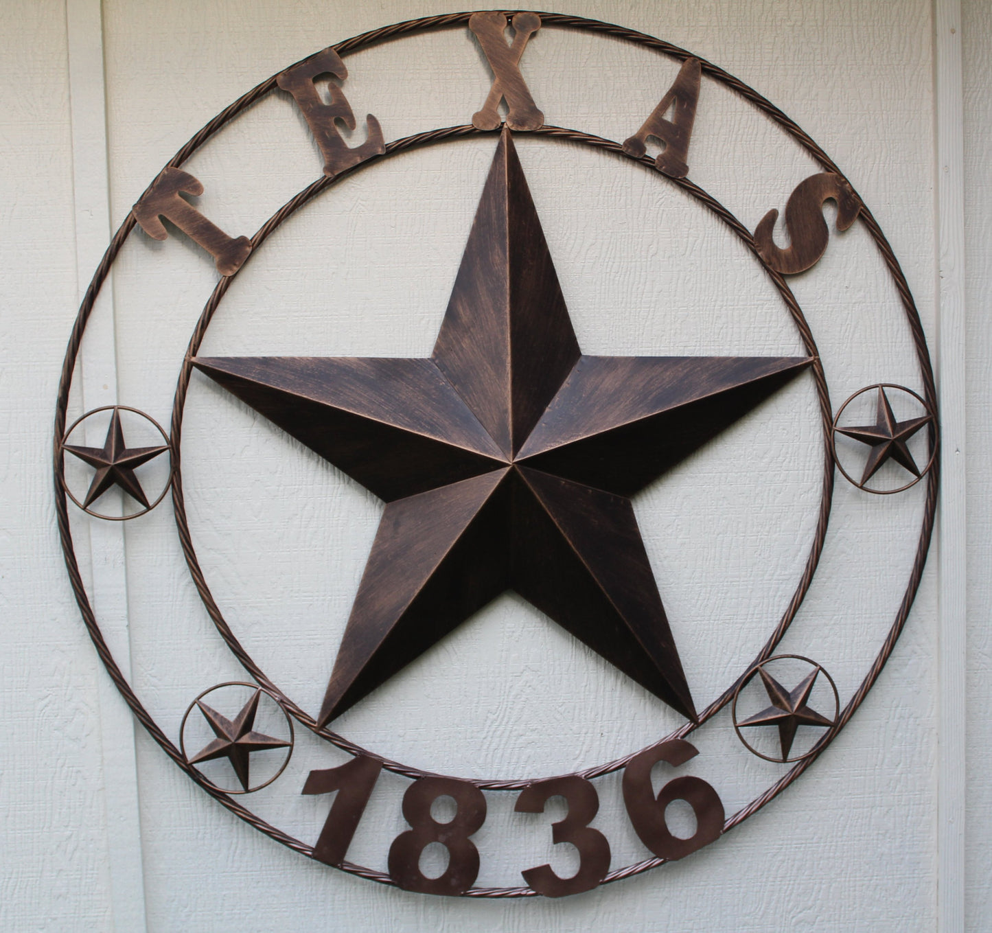 TEXAS 1836 RUSTIC BRONZE BARN STAR METAL LONE STAR TWISTED RING WESTERN HOME DECOR 24",32",36",40",50" #EH10974