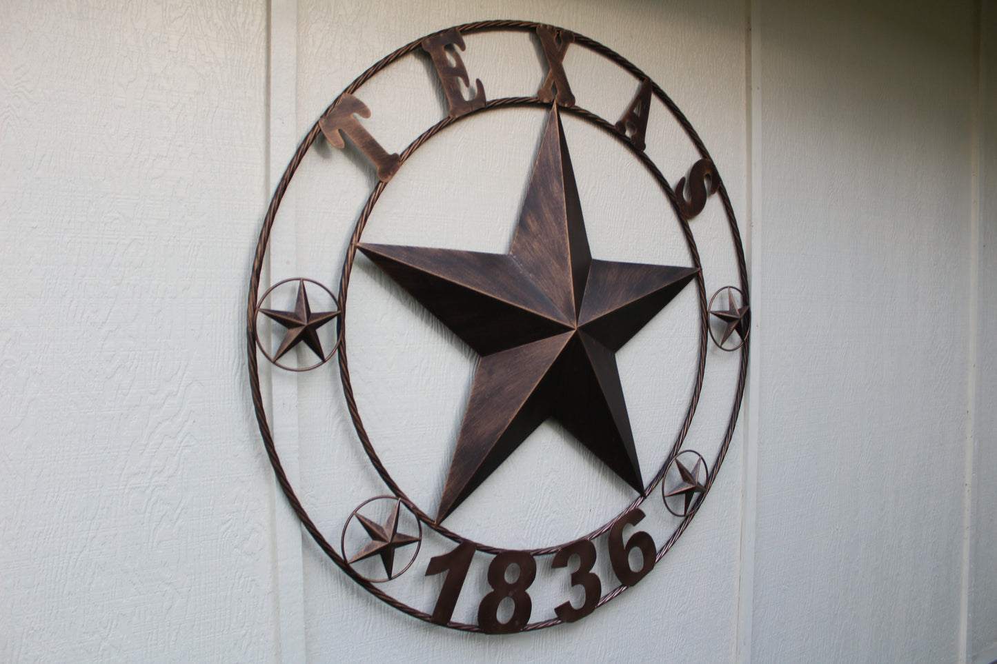 TEXAS 1836 RUSTIC BRONZE BARN STAR METAL LONE STAR TWISTED RING WESTERN HOME DECOR 24",32",36",40",50" #EH10974