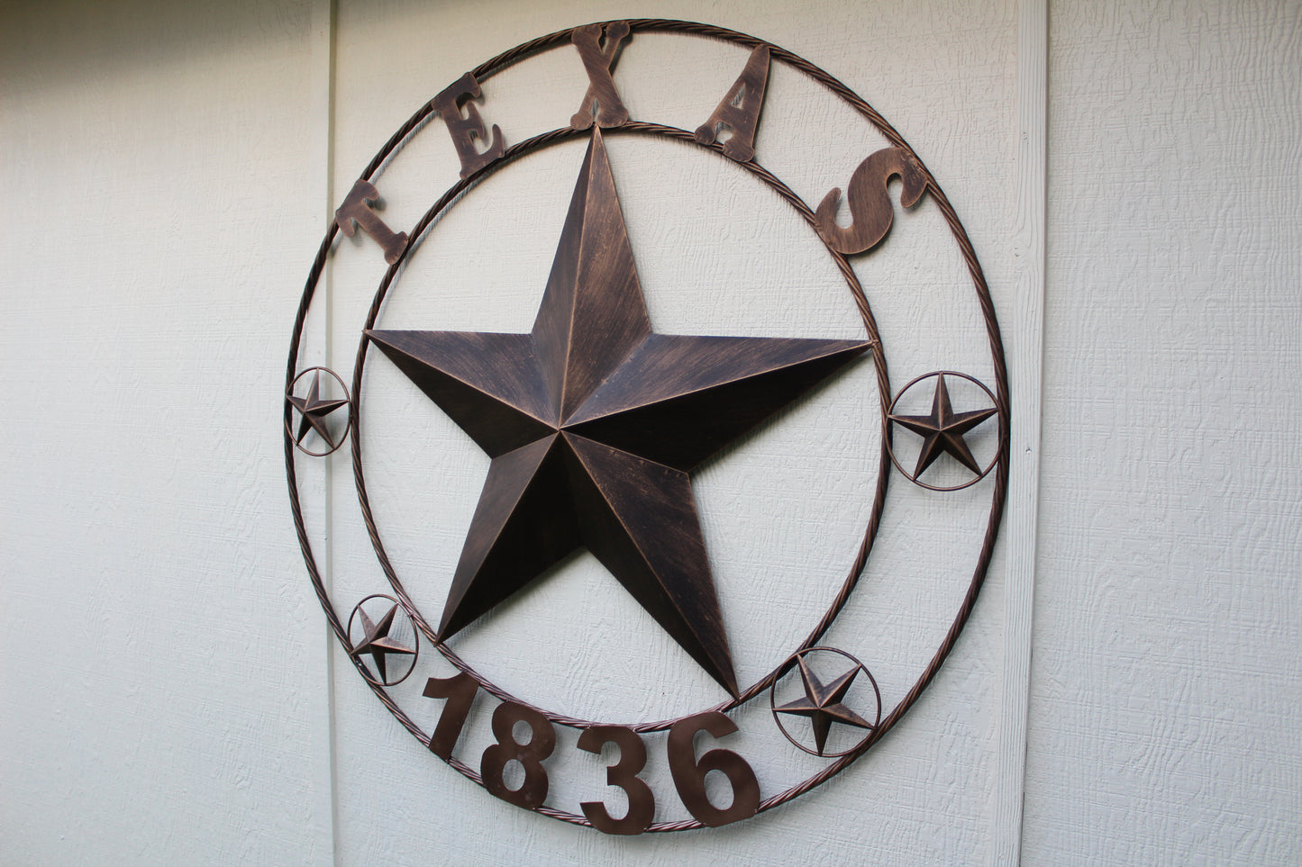 TEXAS 1836 RUSTIC BRONZE BARN STAR METAL LONE STAR TWISTED RING WESTERN HOME DECOR 24",32",36",40",50" #EH10974