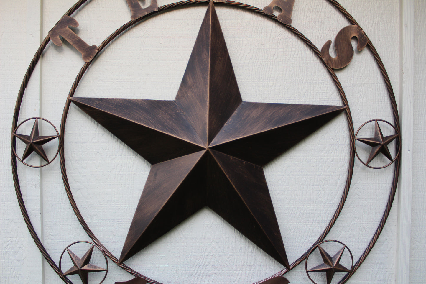TEXAS 1836 RUSTIC BRONZE BARN STAR METAL LONE STAR TWISTED RING WESTERN HOME DECOR 24",32",36",40",50" #EH10974