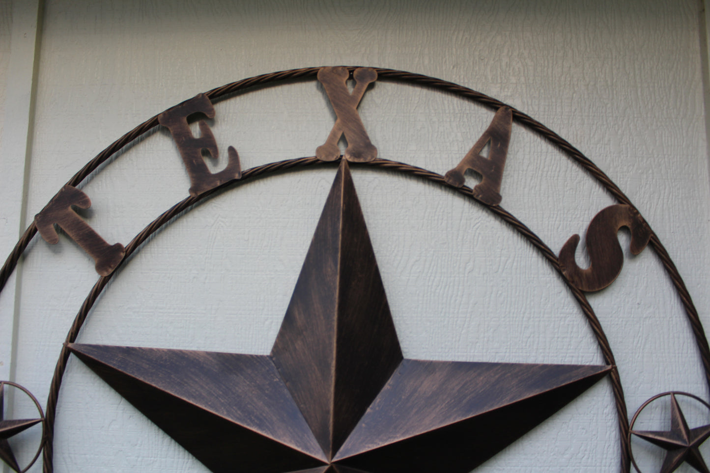 TEXAS 1836 RUSTIC BRONZE BARN STAR METAL LONE STAR TWISTED RING WESTERN HOME DECOR 24",32",36",40",50" #EH10974
