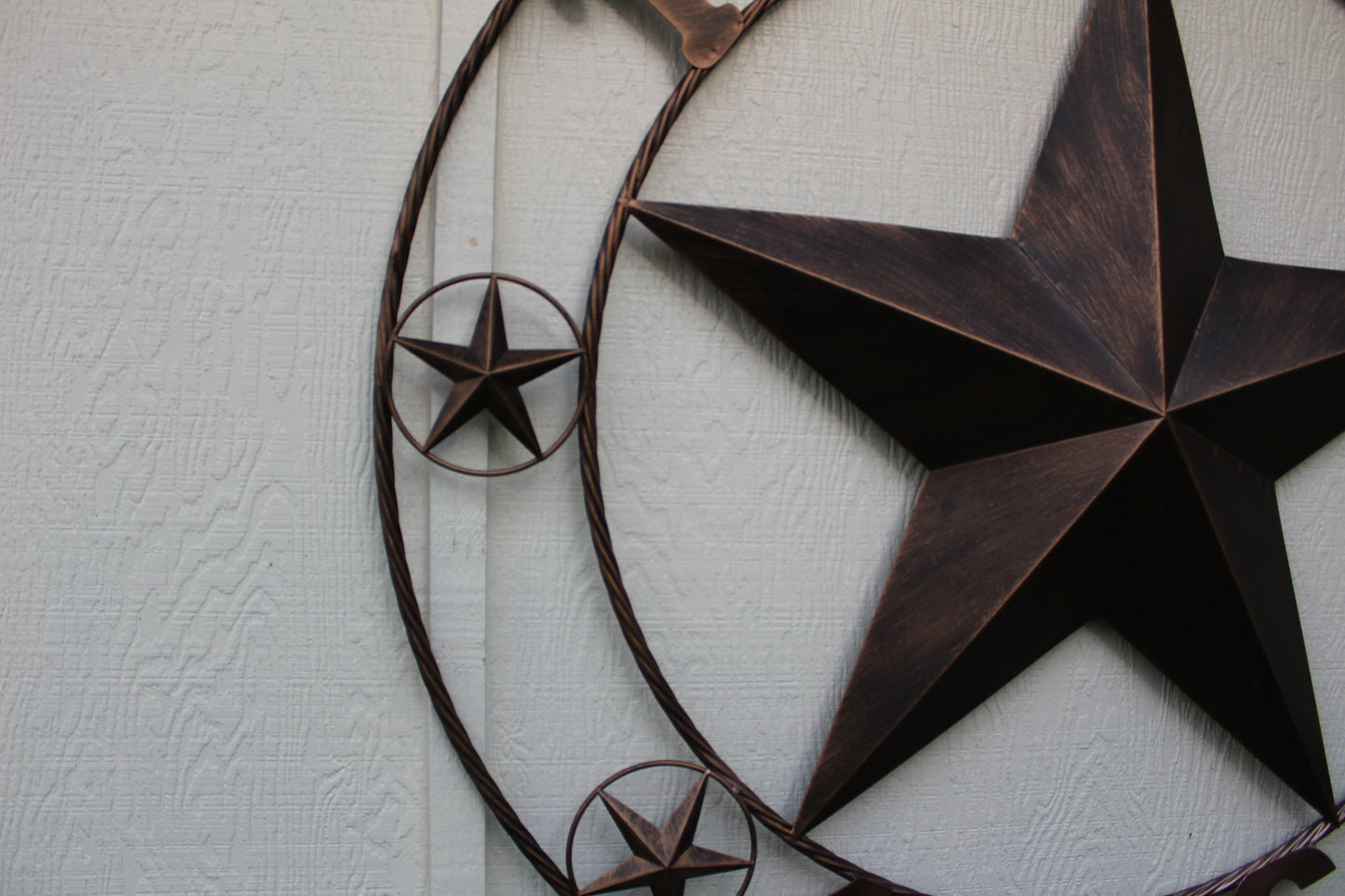 TEXAS 1836 RUSTIC BRONZE BARN STAR METAL LONE STAR TWISTED RING WESTERN HOME DECOR 24",32",36",40",50" #EH10974