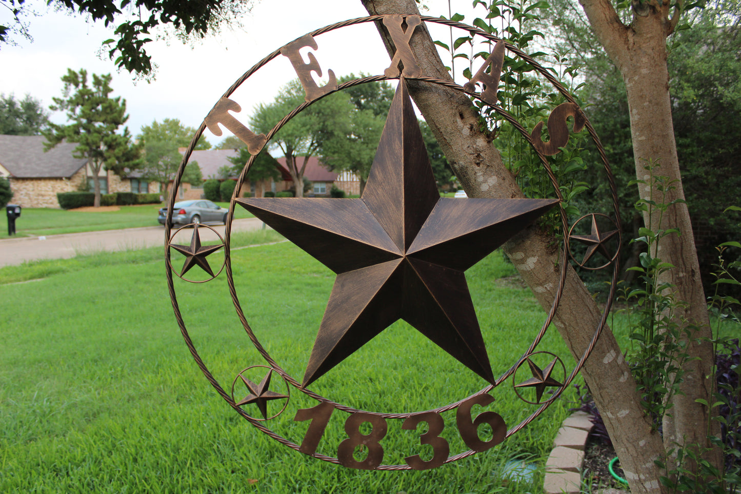 TEXAS 1836 RUSTIC BRONZE BARN STAR METAL LONE STAR TWISTED RING WESTERN HOME DECOR 24",32",36",40",50" #EH10974