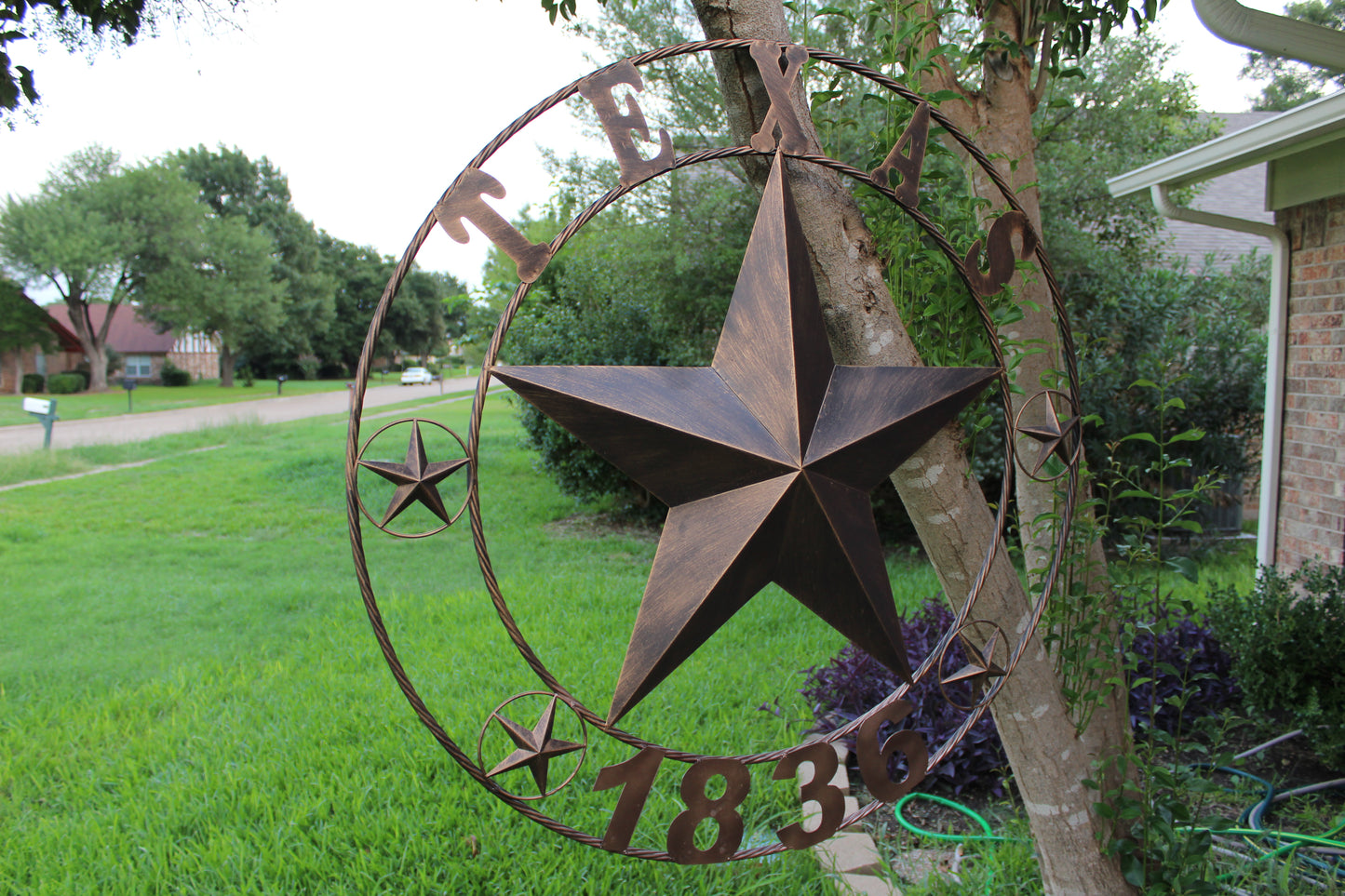 TEXAS 1836 RUSTIC BRONZE BARN STAR METAL LONE STAR TWISTED RING WESTERN HOME DECOR 24",32",36",40",50" #EH10974