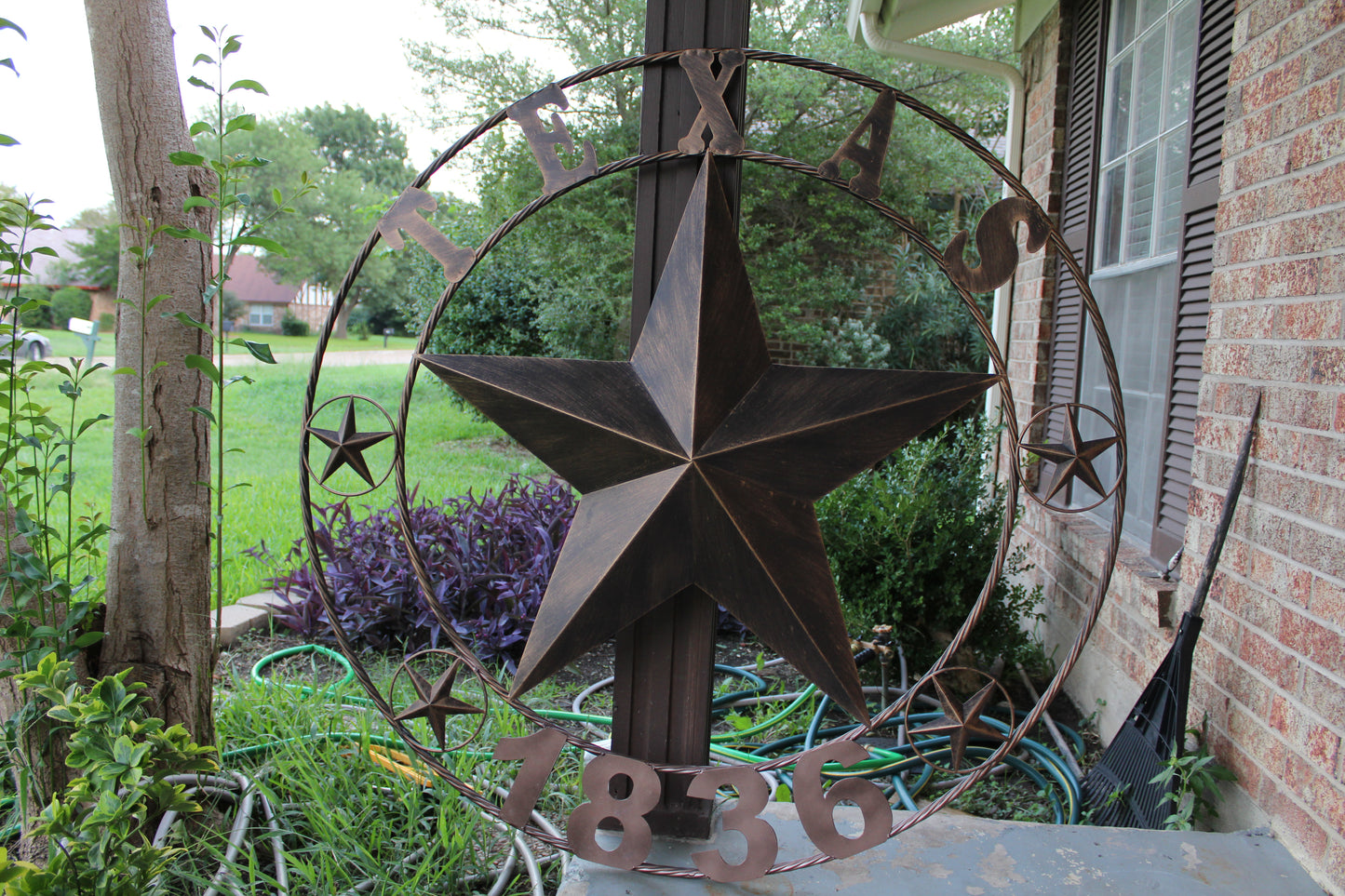 TEXAS 1836 RUSTIC BRONZE BARN STAR METAL LONE STAR TWISTED RING WESTERN HOME DECOR 24",32",36",40",50" #EH10974