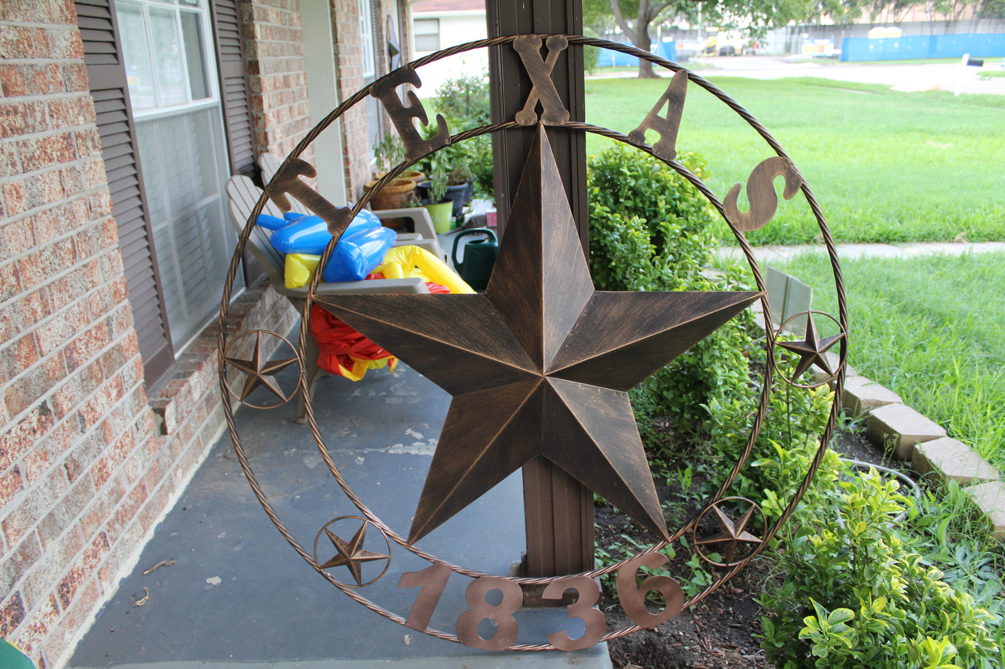 TEXAS 1836 RUSTIC BRONZE BARN STAR METAL LONE STAR TWISTED RING WESTERN HOME DECOR 24",32",36",40",50" #EH10974