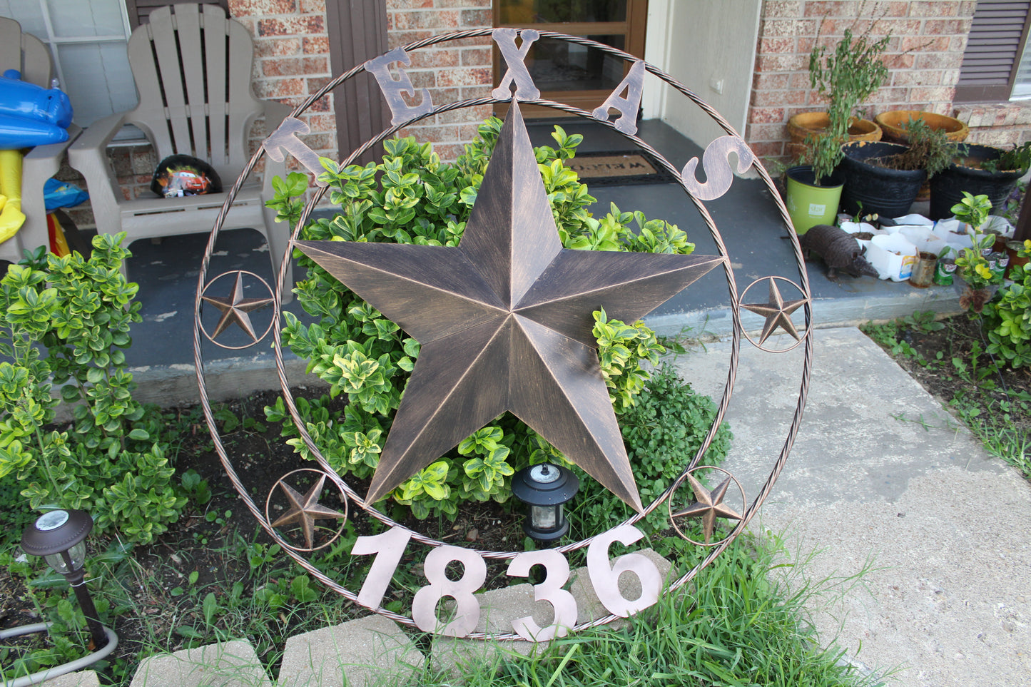 TEXAS 1836 RUSTIC BRONZE BARN STAR METAL LONE STAR TWISTED RING WESTERN HOME DECOR 24",32",36",40",50" #EH10974