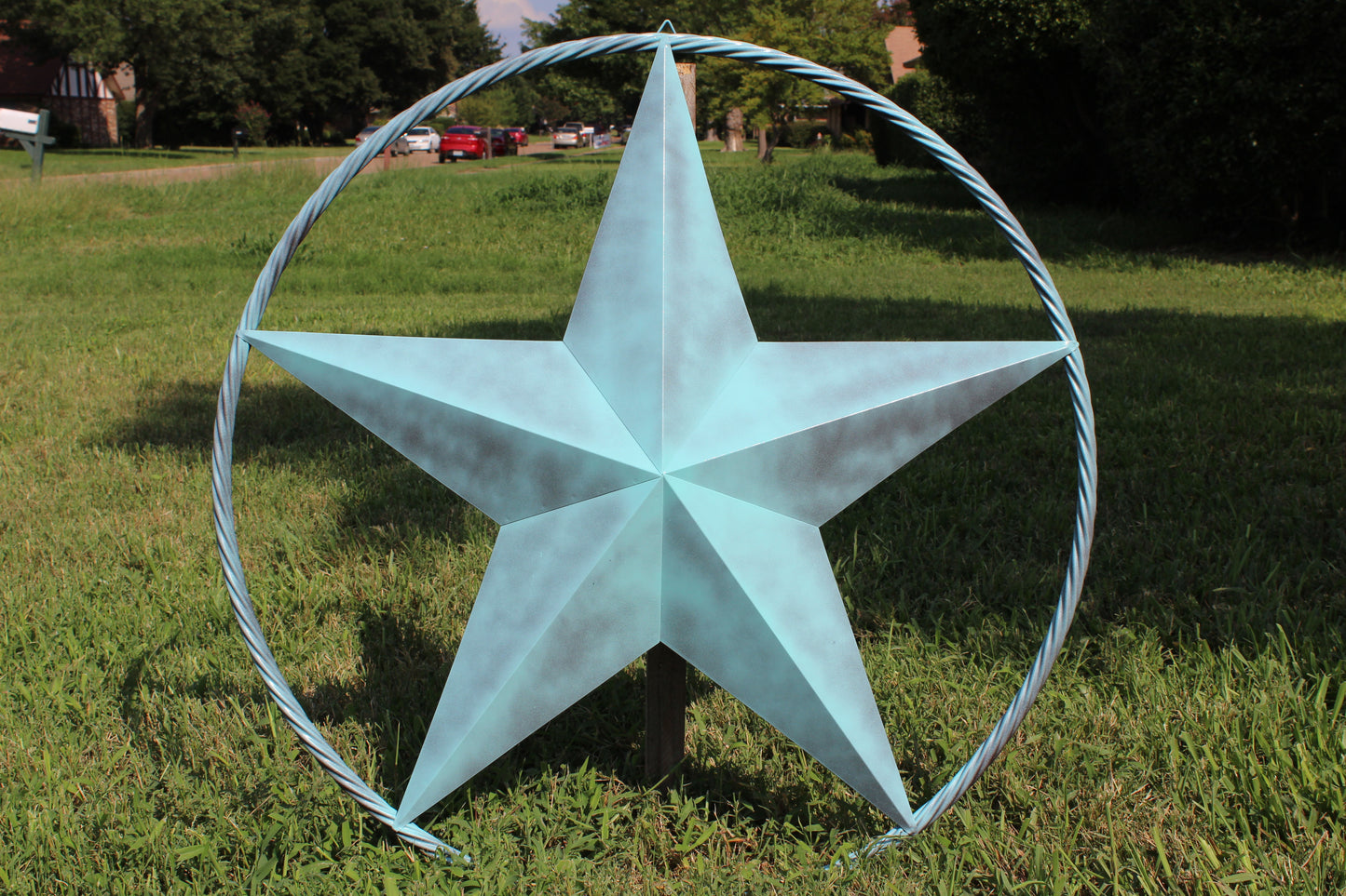 LONE STAR 48" METAL BARN STAR TWISTED ROPE RING RUSTIC BRONZE WESTERN HOME DECOR HANDMADE-#EH10014