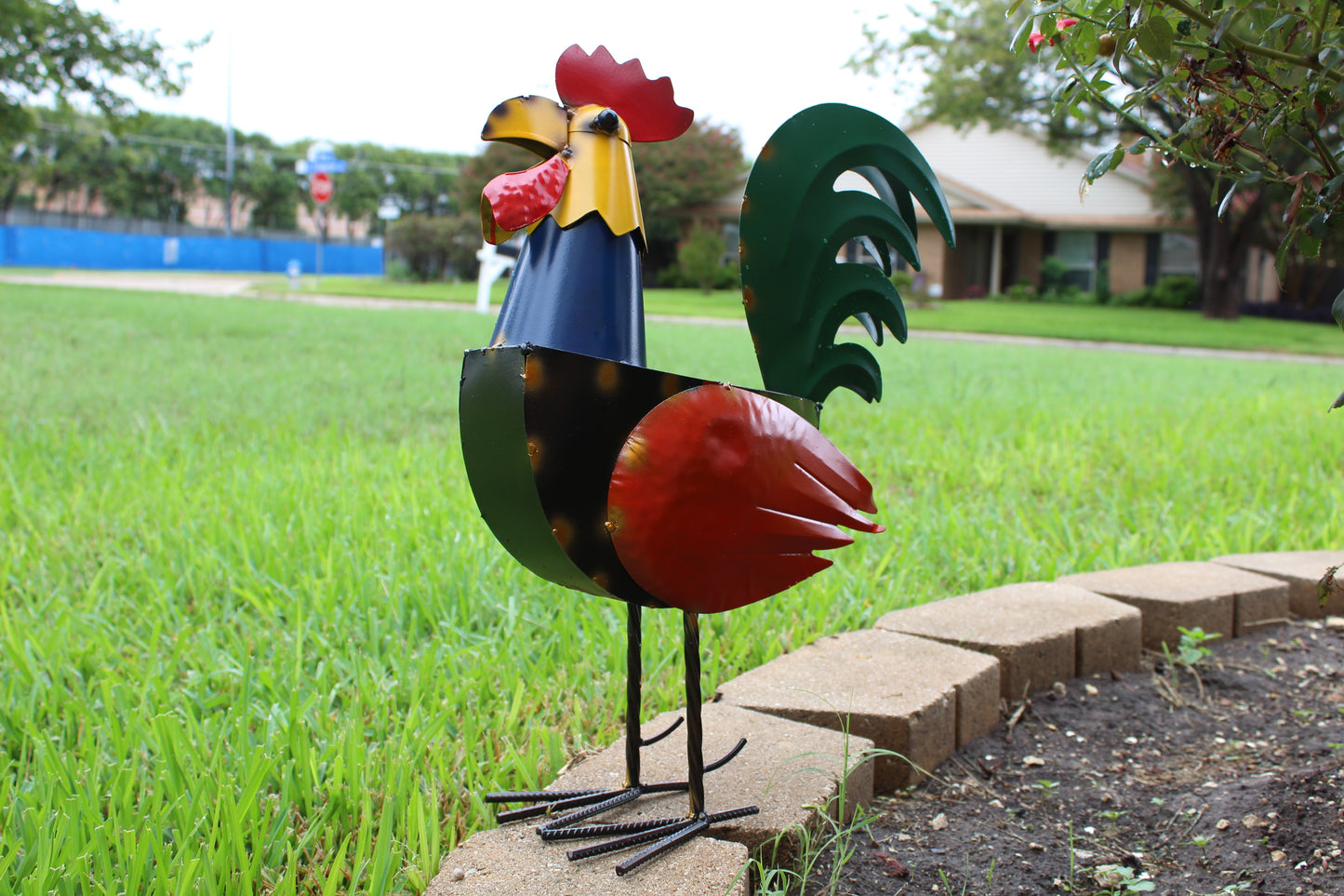#RT6011 ROOSTER 21" CHICKEN ANIMAL SCULPTURE METAL DECOR ORNAMENT OUTDOOR OR INDOOR BIRD YARD ART HANDMADE