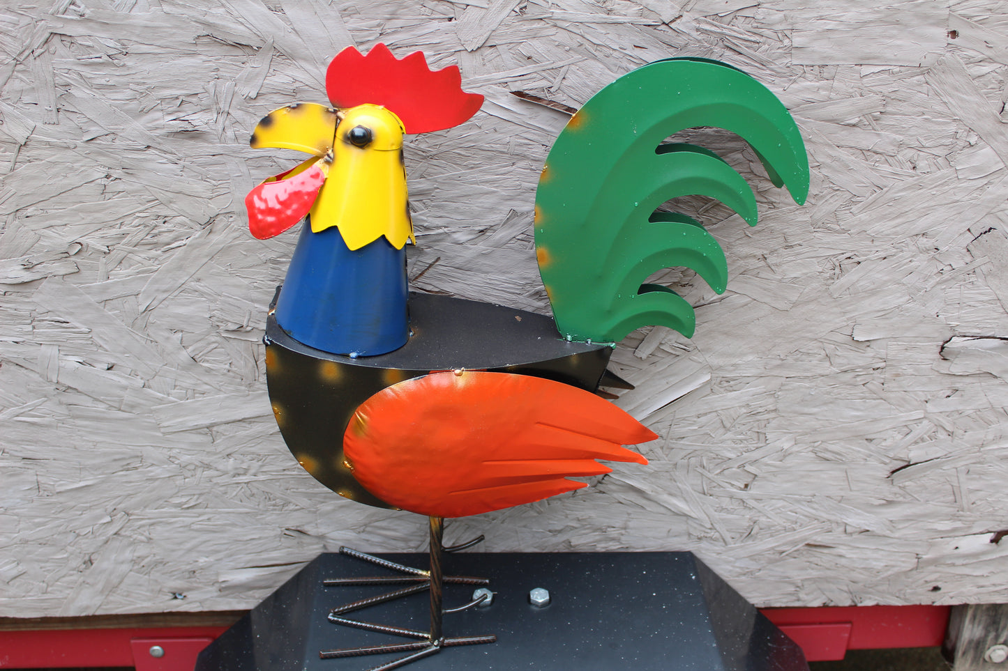 #RT6011 ROOSTER 21" CHICKEN ANIMAL SCULPTURE METAL DECOR ORNAMENT OUTDOOR OR INDOOR BIRD YARD ART HANDMADE