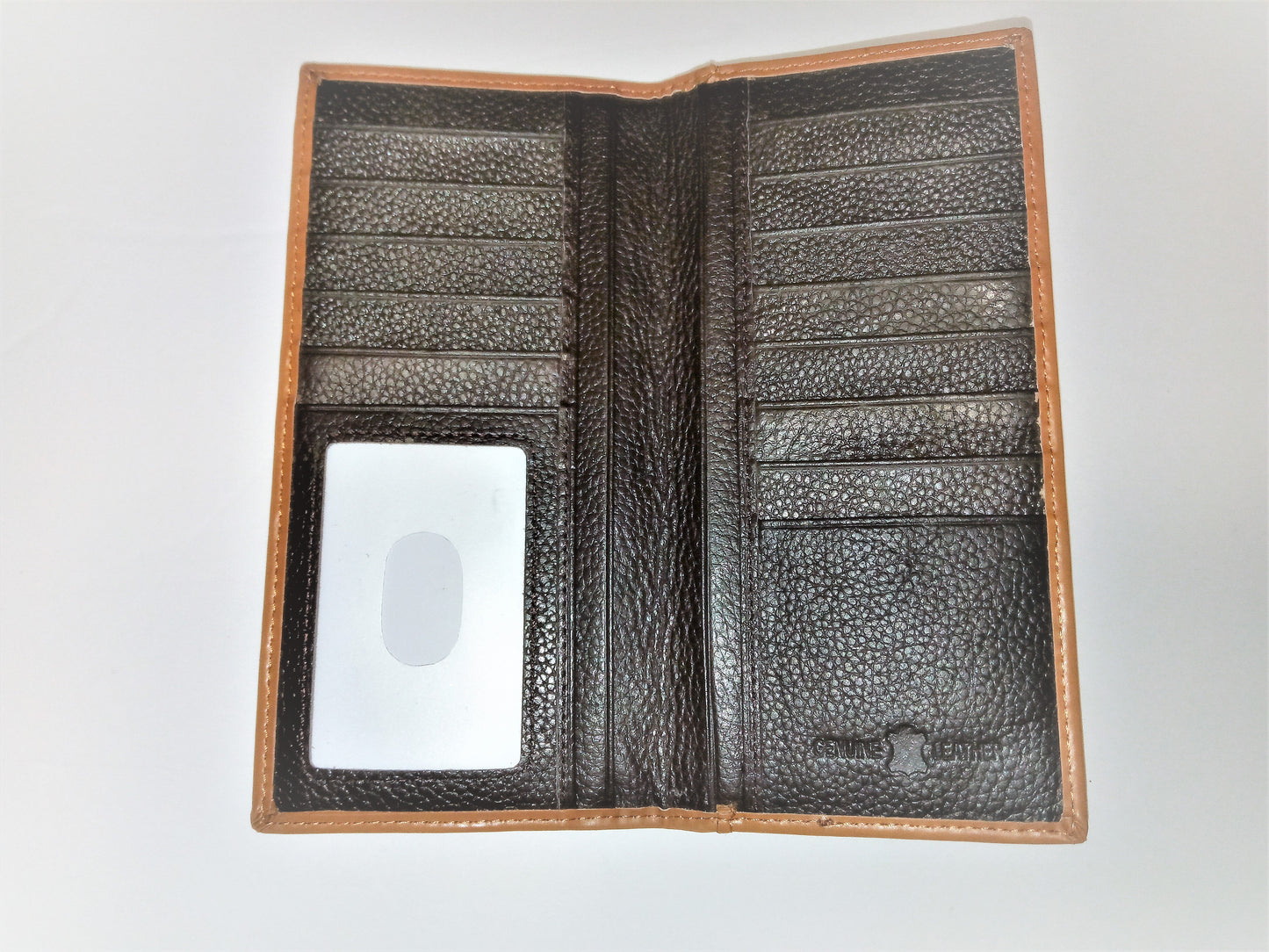 WESTERN CHECKBOOK BI FOLD WOMEN'S WALLET & MEN'S WALLET GENUINE LEATHER TAN/SILVER FRONT FLORAL EMBOSSED