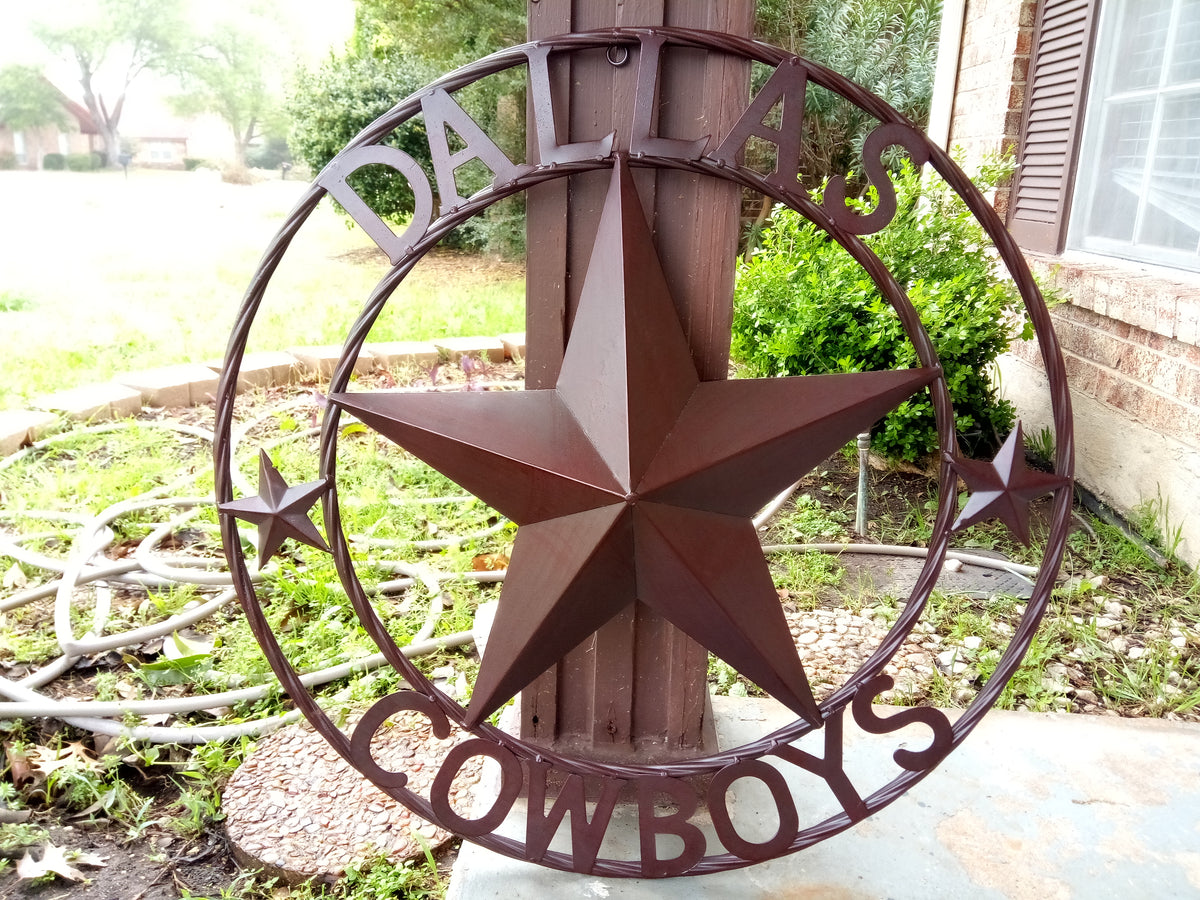 DALLAS COWBOYS BROWN STAR METAL ART WESTERN HOME WALL DECOR, SIZE:24",32",36",40",42",44",46",50"