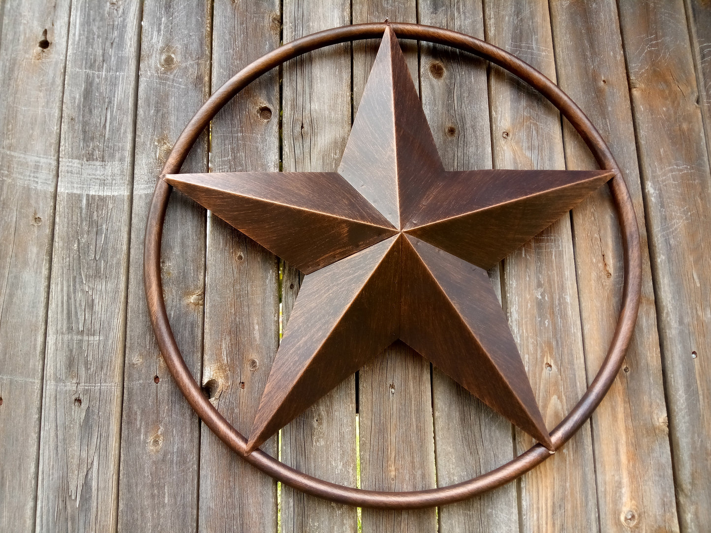 3" TO 38" RUSTIC BRONZE BARN STAR SOLID RING METAL LONE STAR WESTERN HOME DECOR HANDMADE-#EH10026
