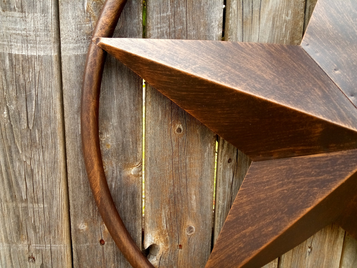 32" RUSTIC BRONZE SOLID RING METAL BARN LONE STAR WESTERN HOME DECOR HANDMADE NEW-#EH10027