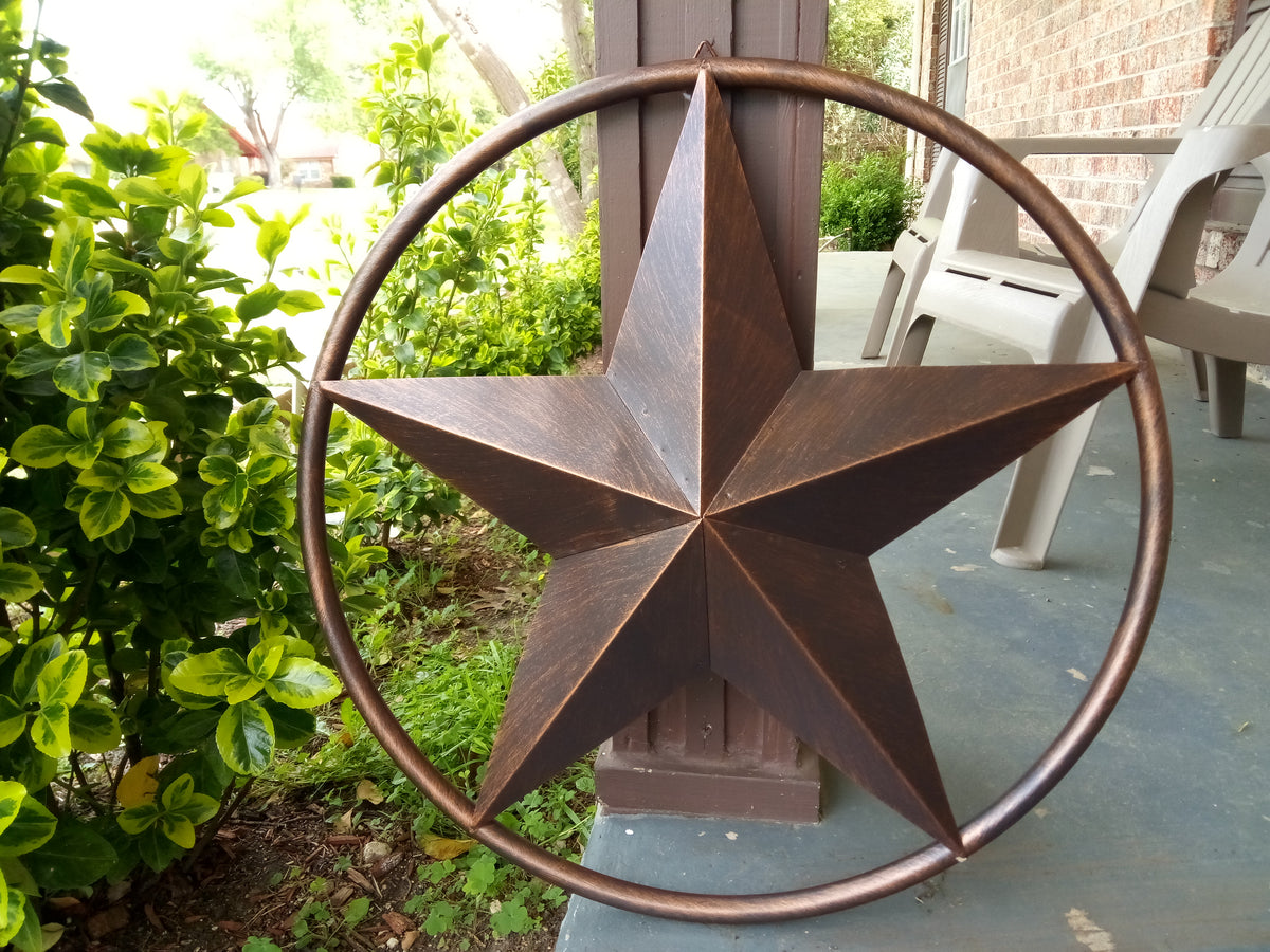 32" RUSTIC BRONZE SOLID RING METAL BARN LONE STAR WESTERN HOME DECOR HANDMADE NEW-#EH10027