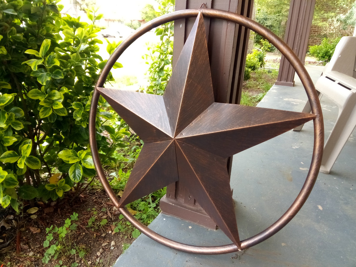 32" RUSTIC BRONZE SOLID RING METAL BARN LONE STAR WESTERN HOME DECOR HANDMADE NEW-#EH10027