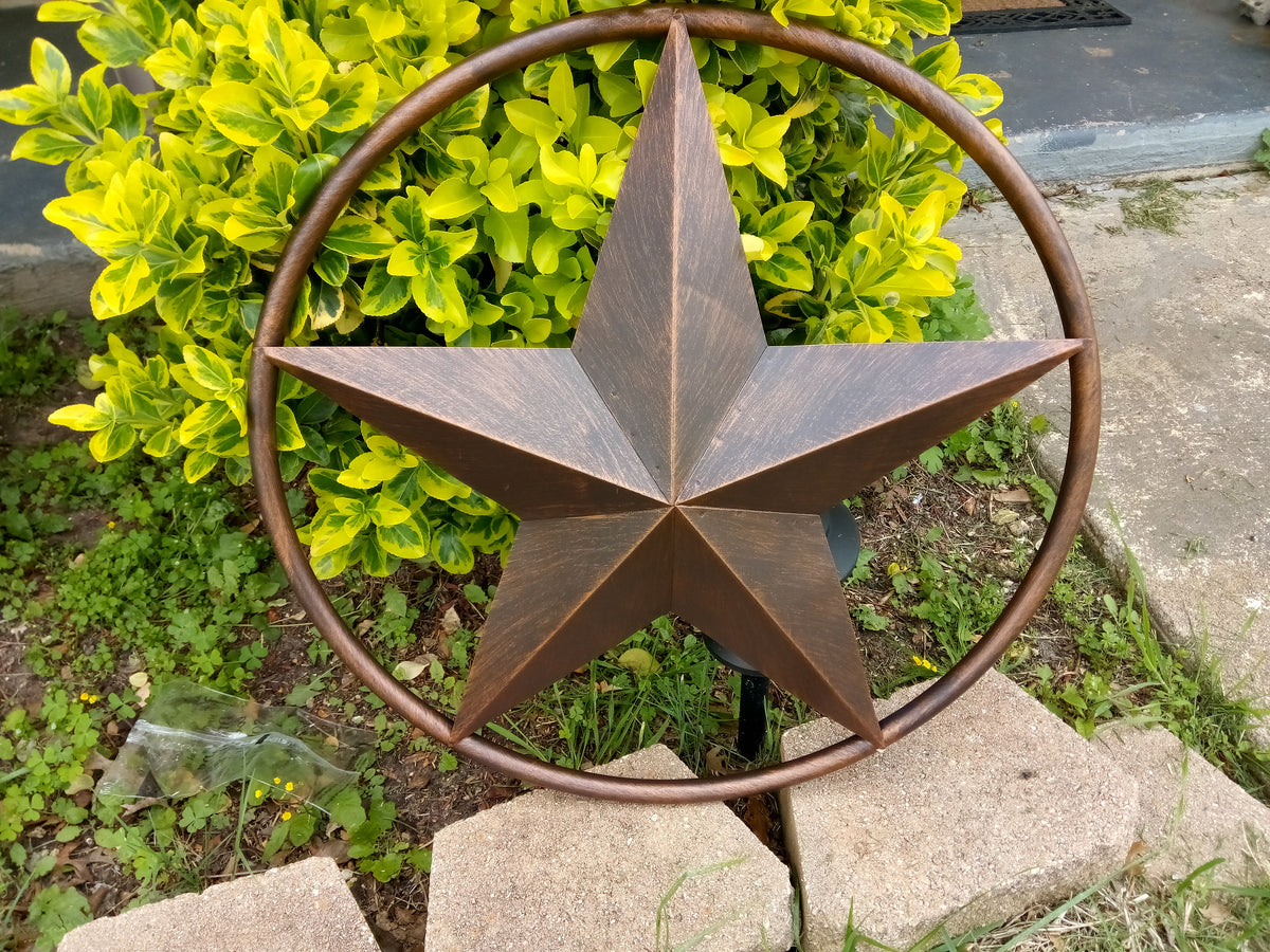 32" RUSTIC BRONZE SOLID RING METAL BARN LONE STAR WESTERN HOME DECOR HANDMADE NEW-#EH10027