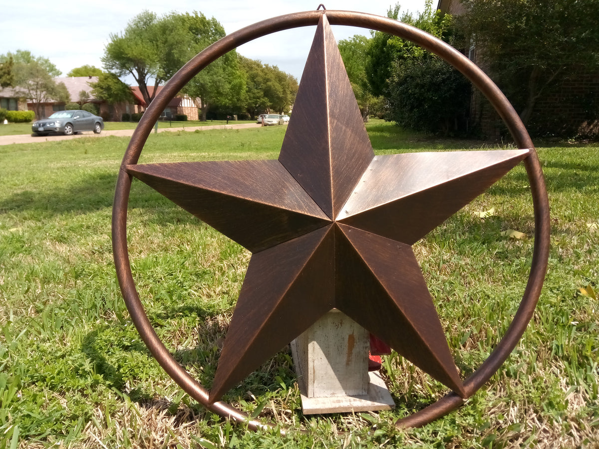 32" RUSTIC BRONZE SOLID RING METAL BARN LONE STAR WESTERN HOME DECOR HANDMADE NEW-#EH10027