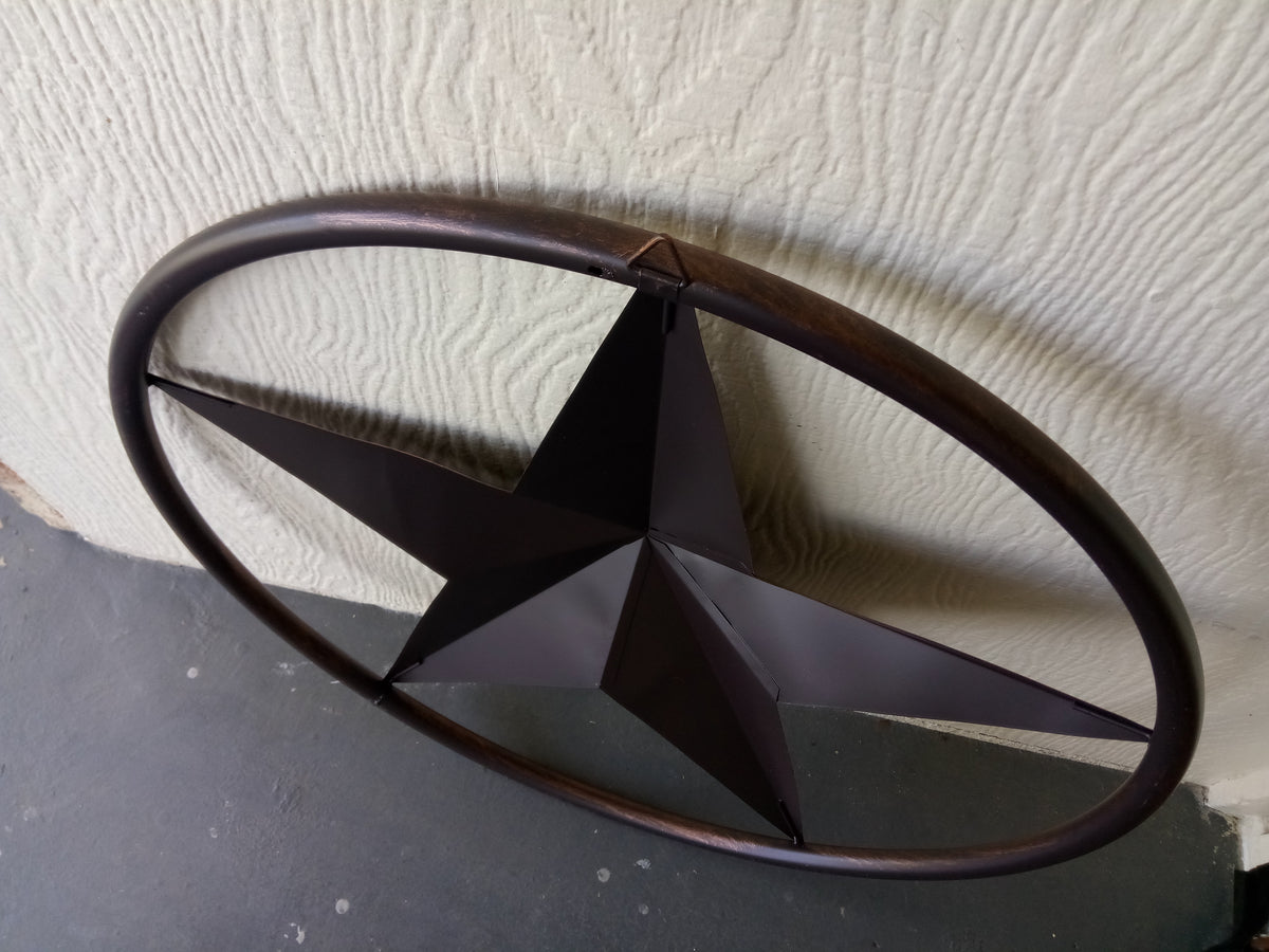 32" RUSTIC BRONZE SOLID RING METAL BARN LONE STAR WESTERN HOME DECOR HANDMADE NEW-#EH10027