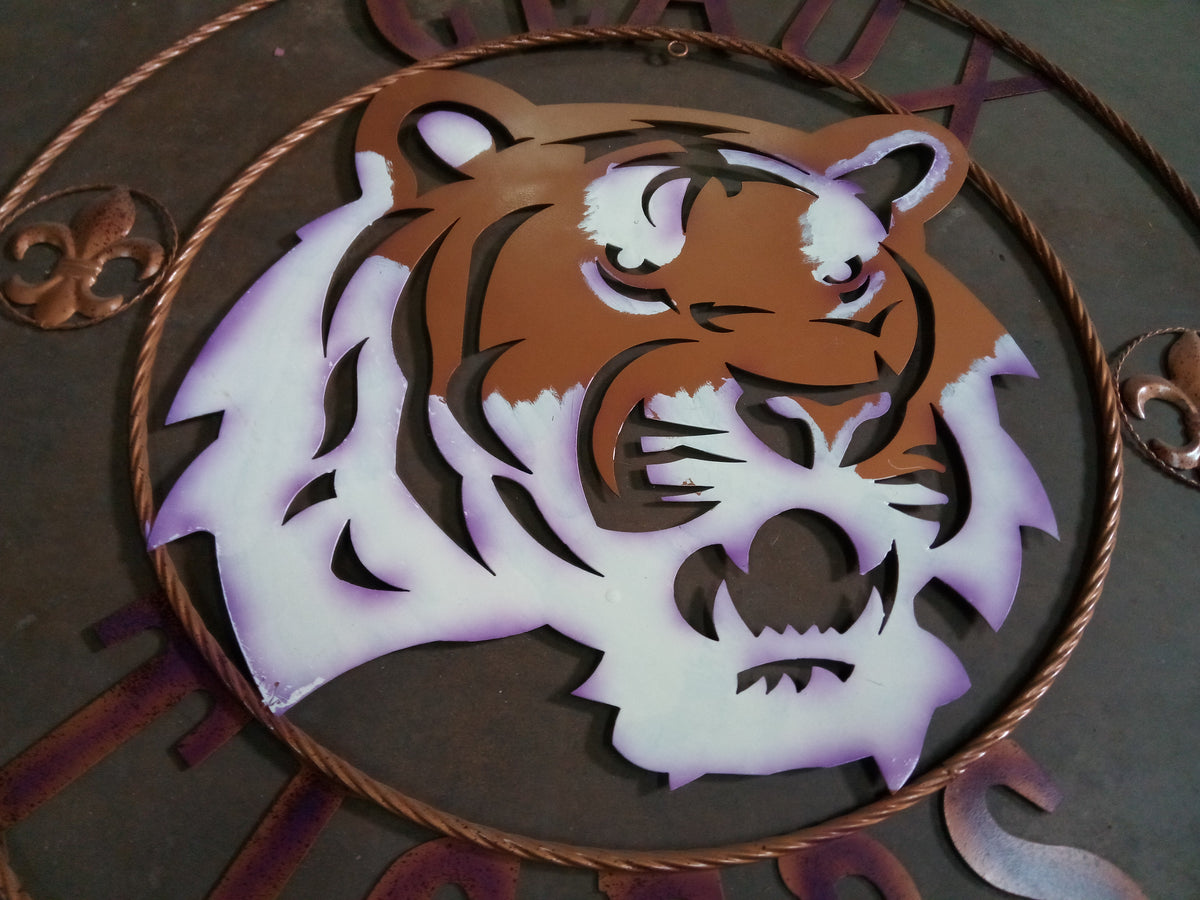 12",18", 24", 32", 36" GEAUX TIGERS CUSTOM METAL VINTAGE CRAFT SIGN TEAM HANDMADE