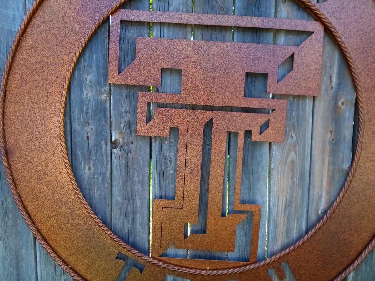 36" TEXAS TECH CUSTOM METAL VINTAGE CRAFT WESTERN HOME DECOR HANDMADE