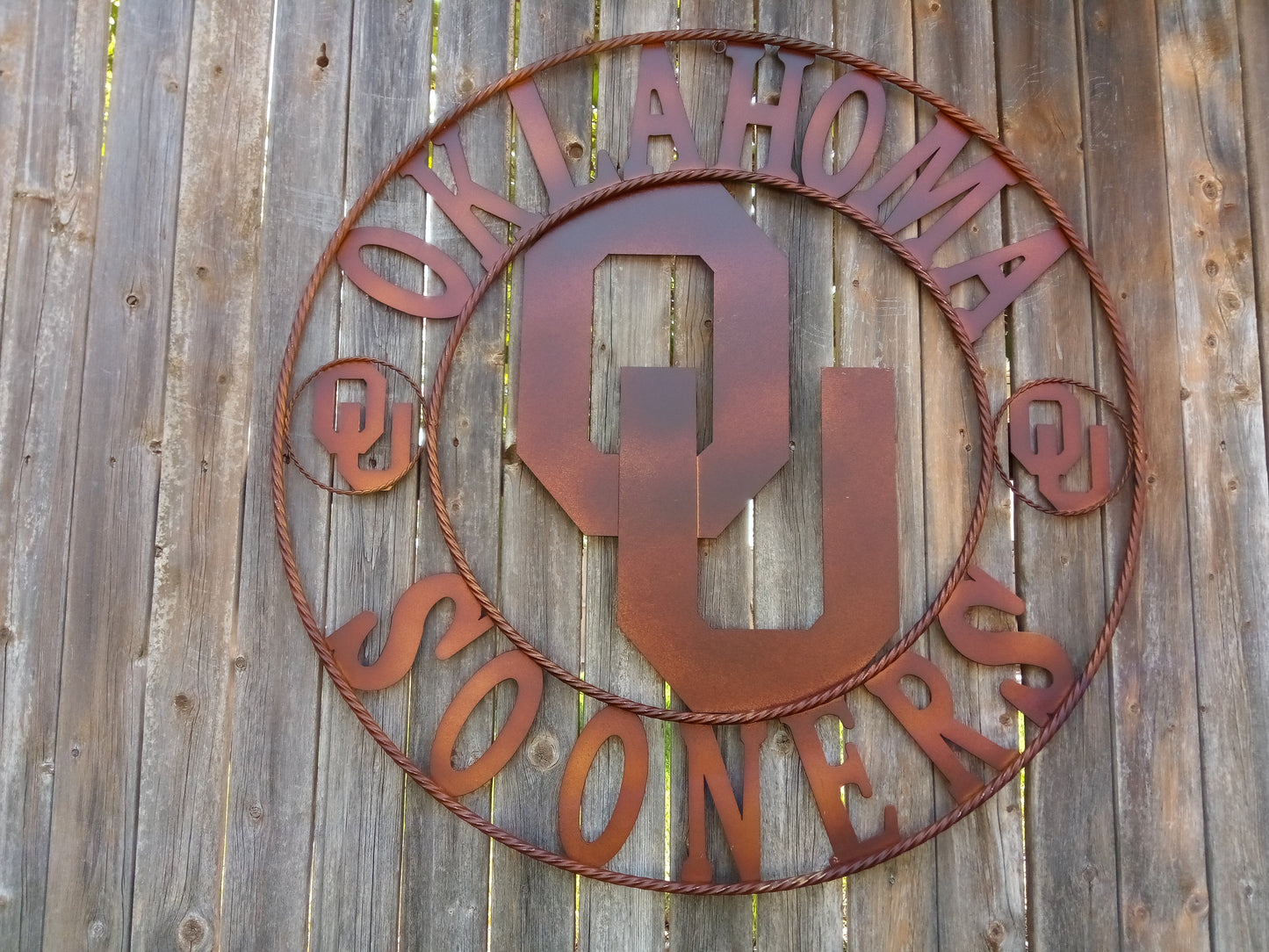 OU OKLAHOMA CUSTOM VINTAGE CRAFT METAL ART WESTERN HOME DECOR HAMMERED COPPER HANDMADE 12",18",24",32",36"