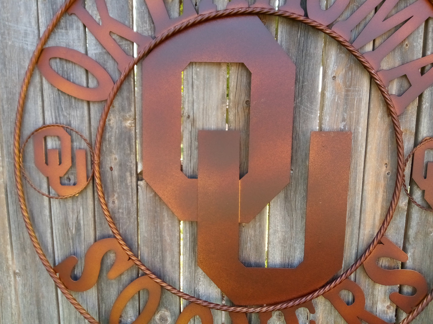 OU OKLAHOMA CUSTOM VINTAGE CRAFT METAL ART WESTERN HOME DECOR HAMMERED COPPER HANDMADE 12",18",24",32",36"