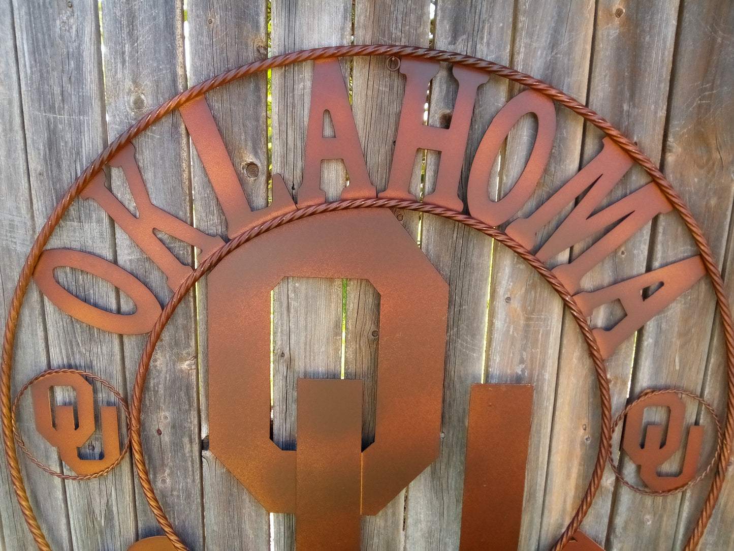 OU OKLAHOMA CUSTOM VINTAGE CRAFT METAL ART WESTERN HOME DECOR HAMMERED COPPER HANDMADE 12",18",24",32",36"