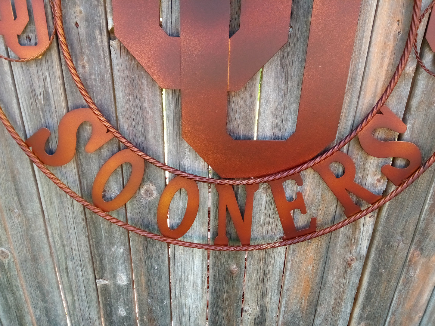 OU OKLAHOMA CUSTOM VINTAGE CRAFT METAL ART WESTERN HOME DECOR HAMMERED COPPER HANDMADE 12",18",24",32",36"