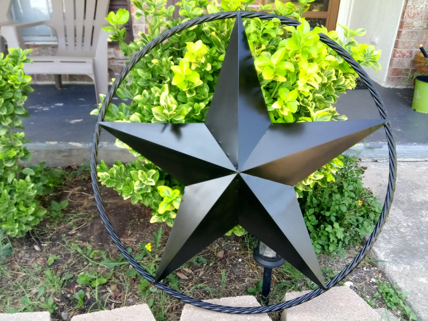 BLACK STAR BARN STAR METAL RUSTIC LONE STAR TWISTED ROPE RING WESTERN HOME DECOR HANDMADE NEW 3" - 96" #EH10608