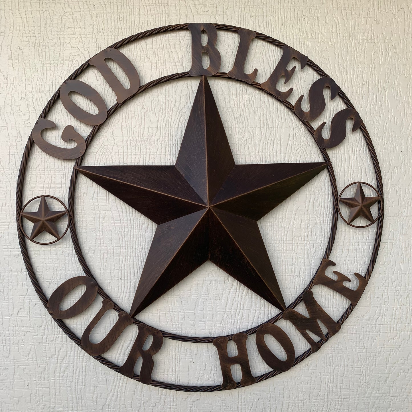 GOD BLESS OUR HOME 18",24",32",36" BARN STAR METAL LONE STAR TWISTED RING WESTERN HOME DECOR HANDMADE NEW #EH11002