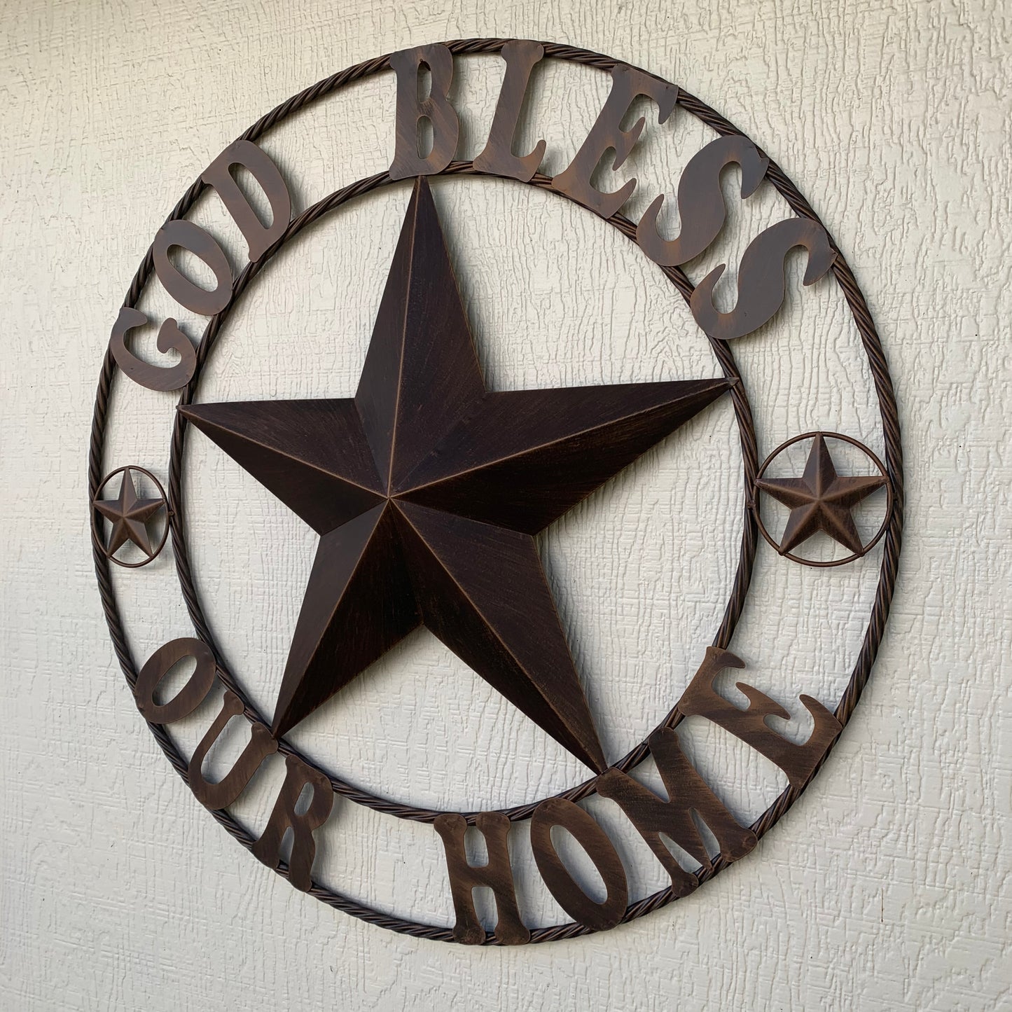 GOD BLESS OUR HOME 18",24",32",36" BARN STAR METAL LONE STAR TWISTED RING WESTERN HOME DECOR HANDMADE NEW #EH11002