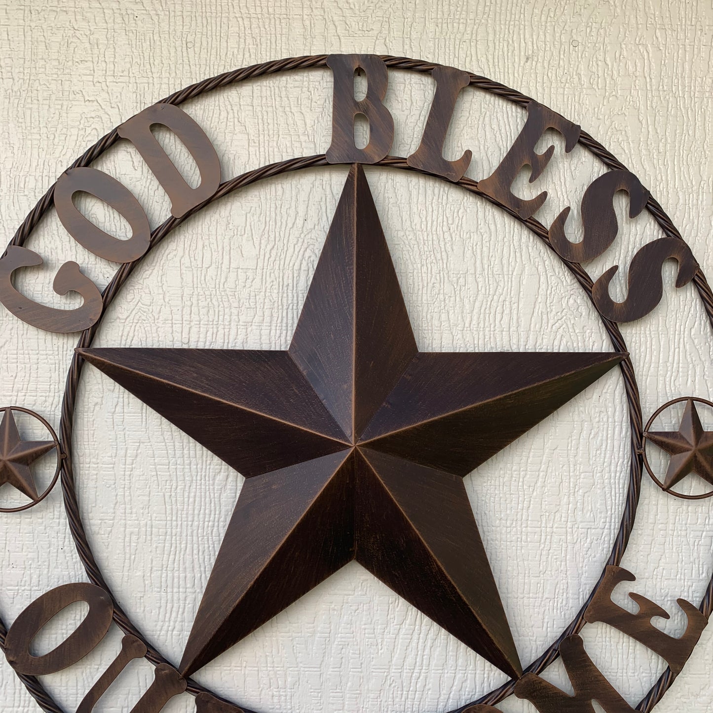 GOD BLESS OUR HOME 18",24",32",36" BARN STAR METAL LONE STAR TWISTED RING WESTERN HOME DECOR HANDMADE NEW #EH11002