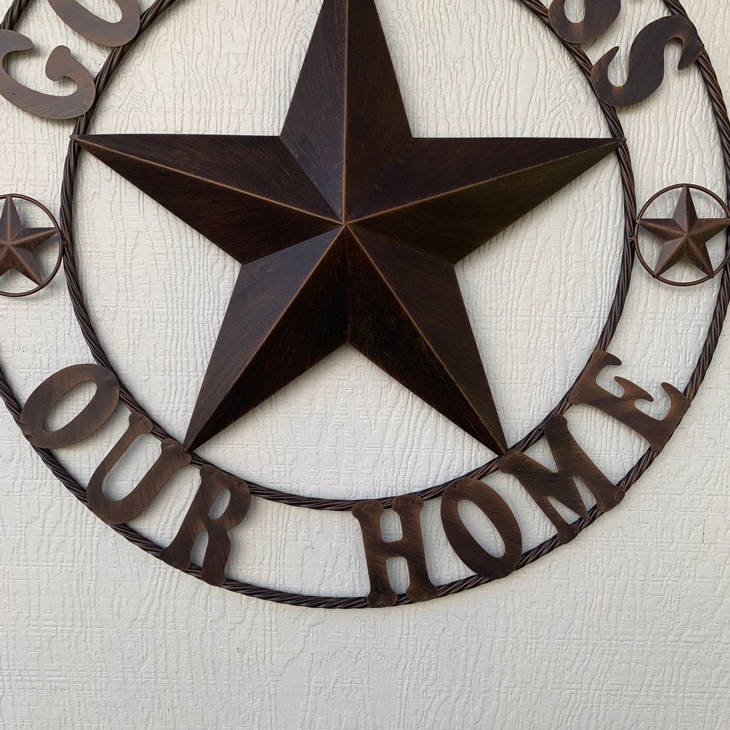 GOD BLESS OUR HOME 18",24",32",36" BARN STAR METAL LONE STAR TWISTED RING WESTERN HOME DECOR HANDMADE NEW #EH11002
